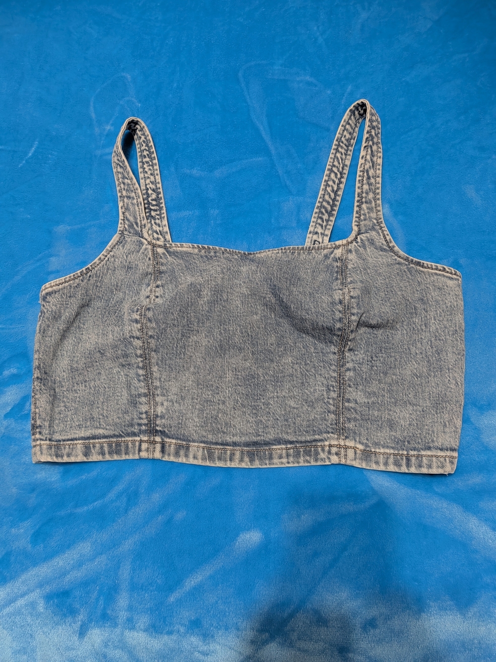 Light Blue Denim Cropped Tank Top